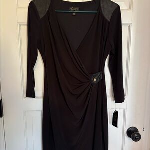Thalia Sodi Black Long Sleeve Draped Dress